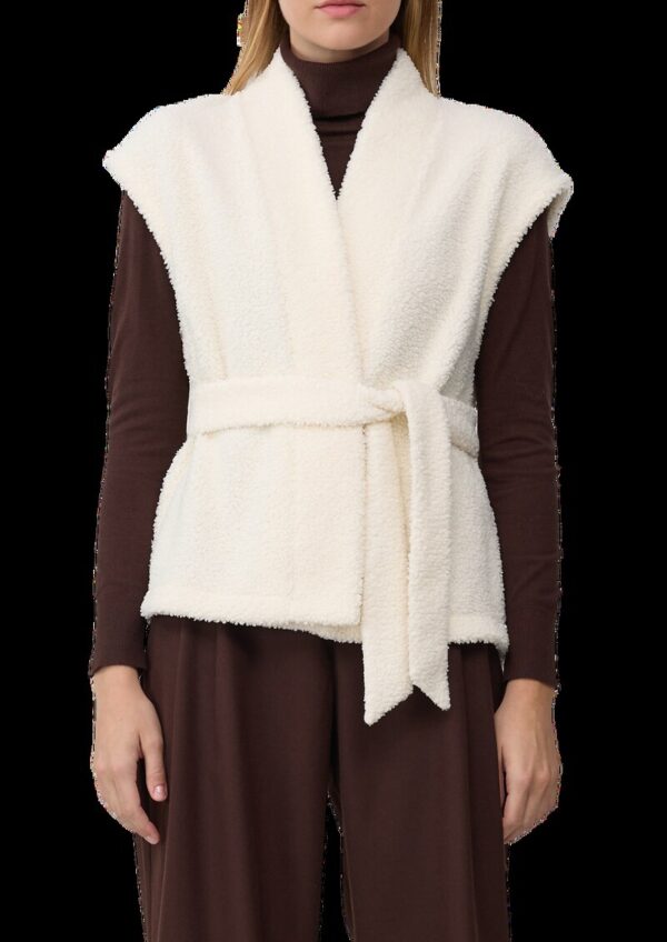 Leichte Teddyplüsch-Weste mit Gürtel