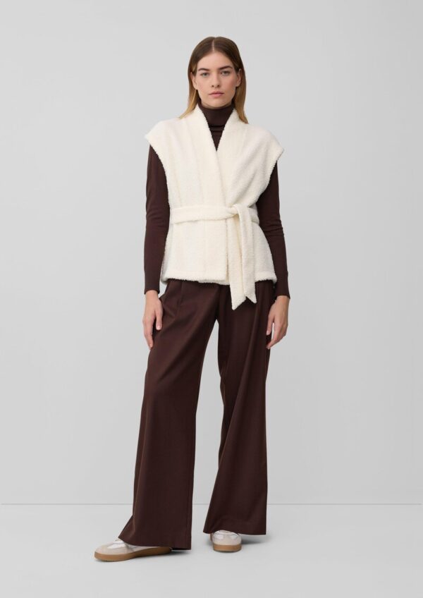 Leichte Teddyplüsch-Weste mit Gürtel