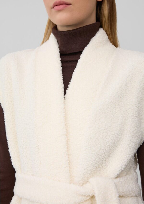 Leichte Teddyplüsch-Weste mit Gürtel