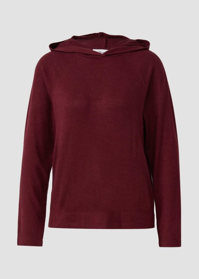 Meliertes Longsleeve aus Stretchjersey mit Kapuze