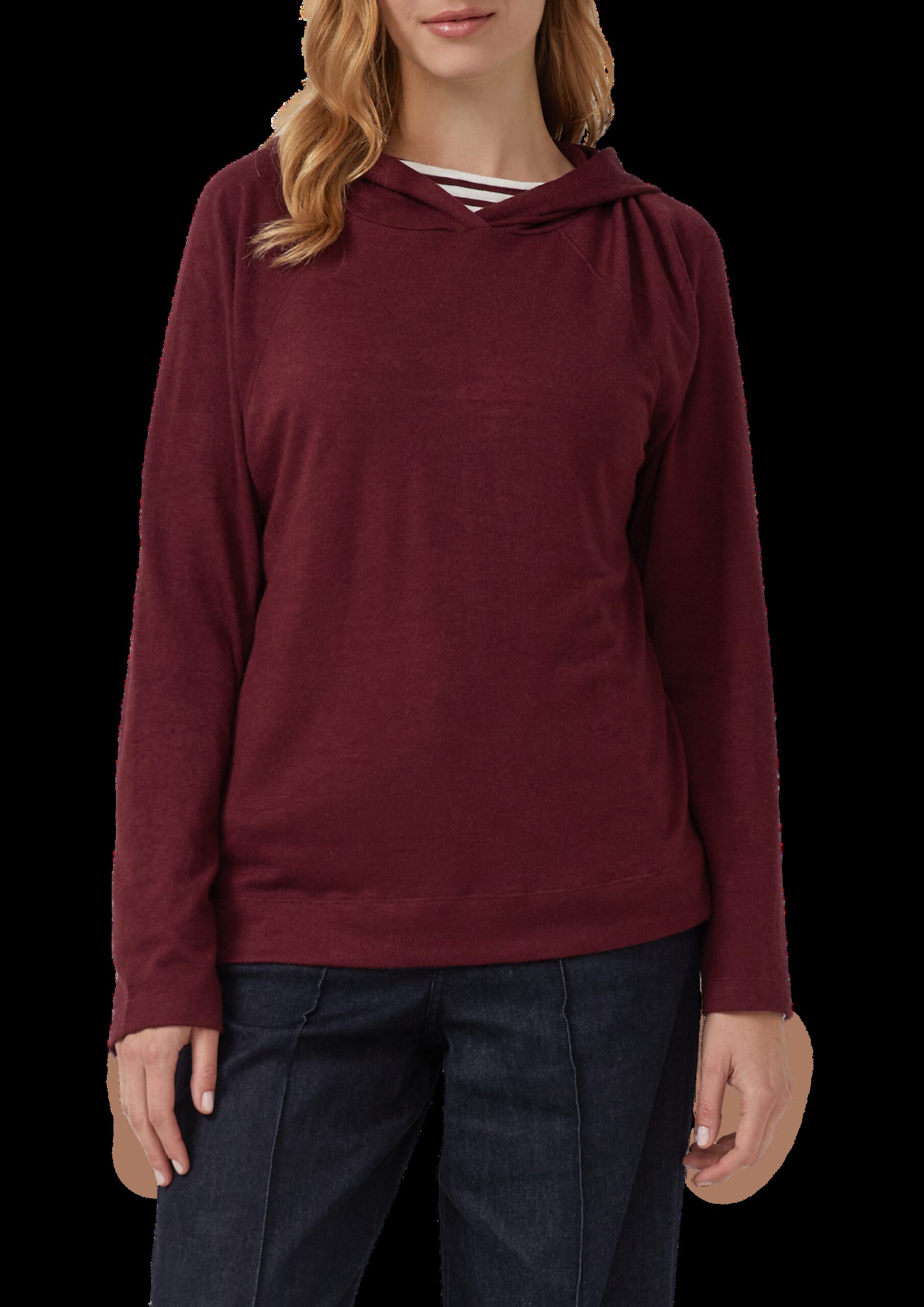 Meliertes Longsleeve aus Stretchjersey mit Kapuze