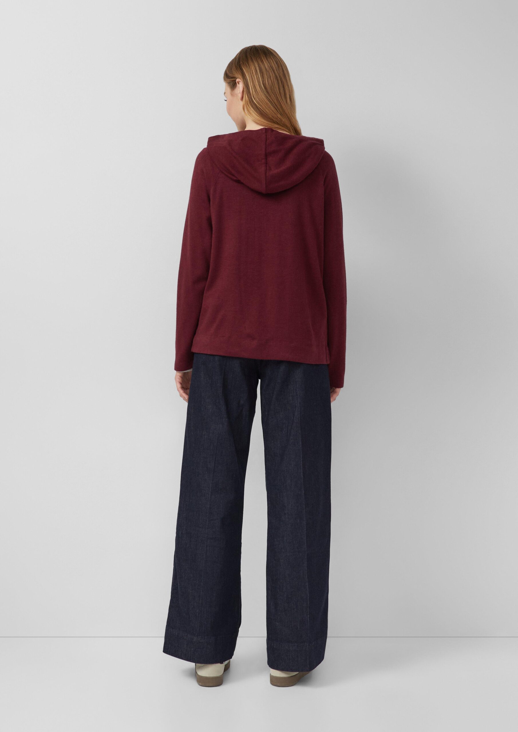 Meliertes Longsleeve aus Stretchjersey mit Kapuze