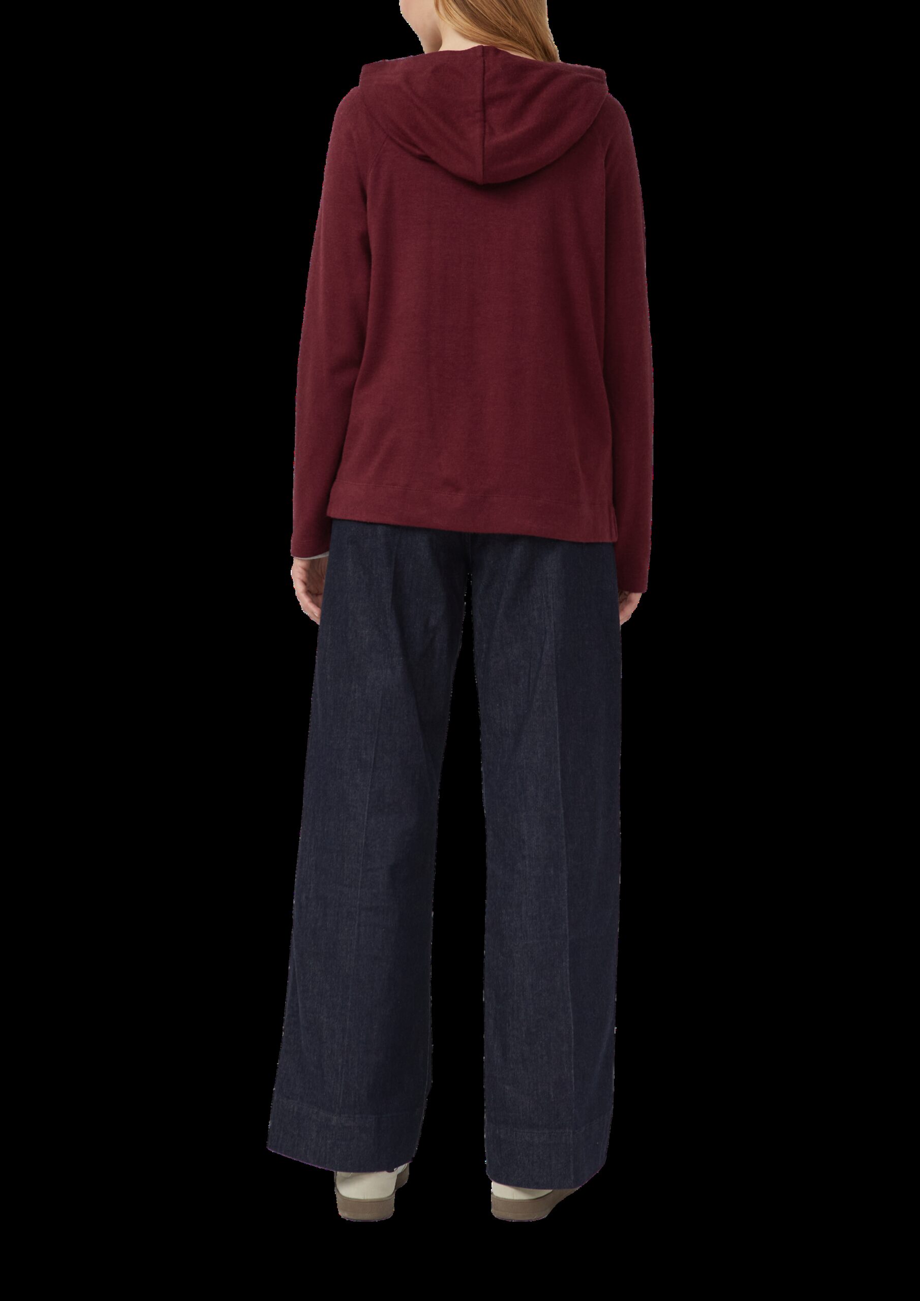 Meliertes Longsleeve aus Stretchjersey mit Kapuze