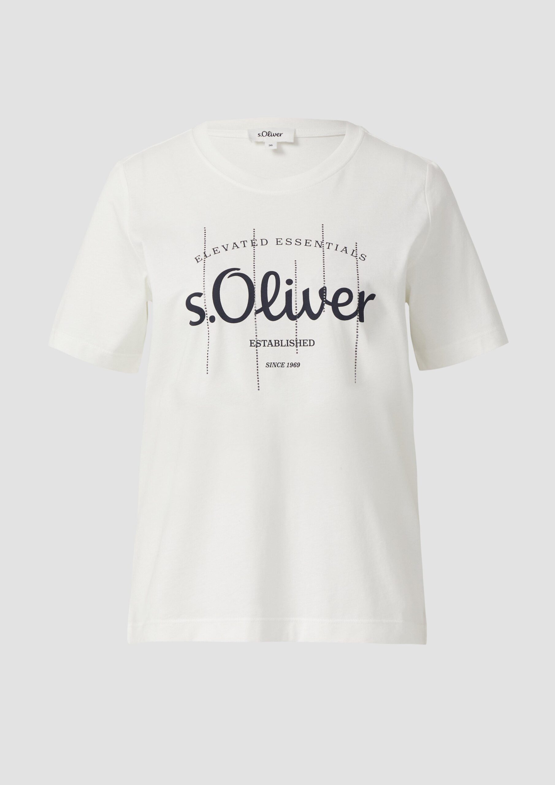 T-Shirt mit Logo-Print und Schmucksteinen