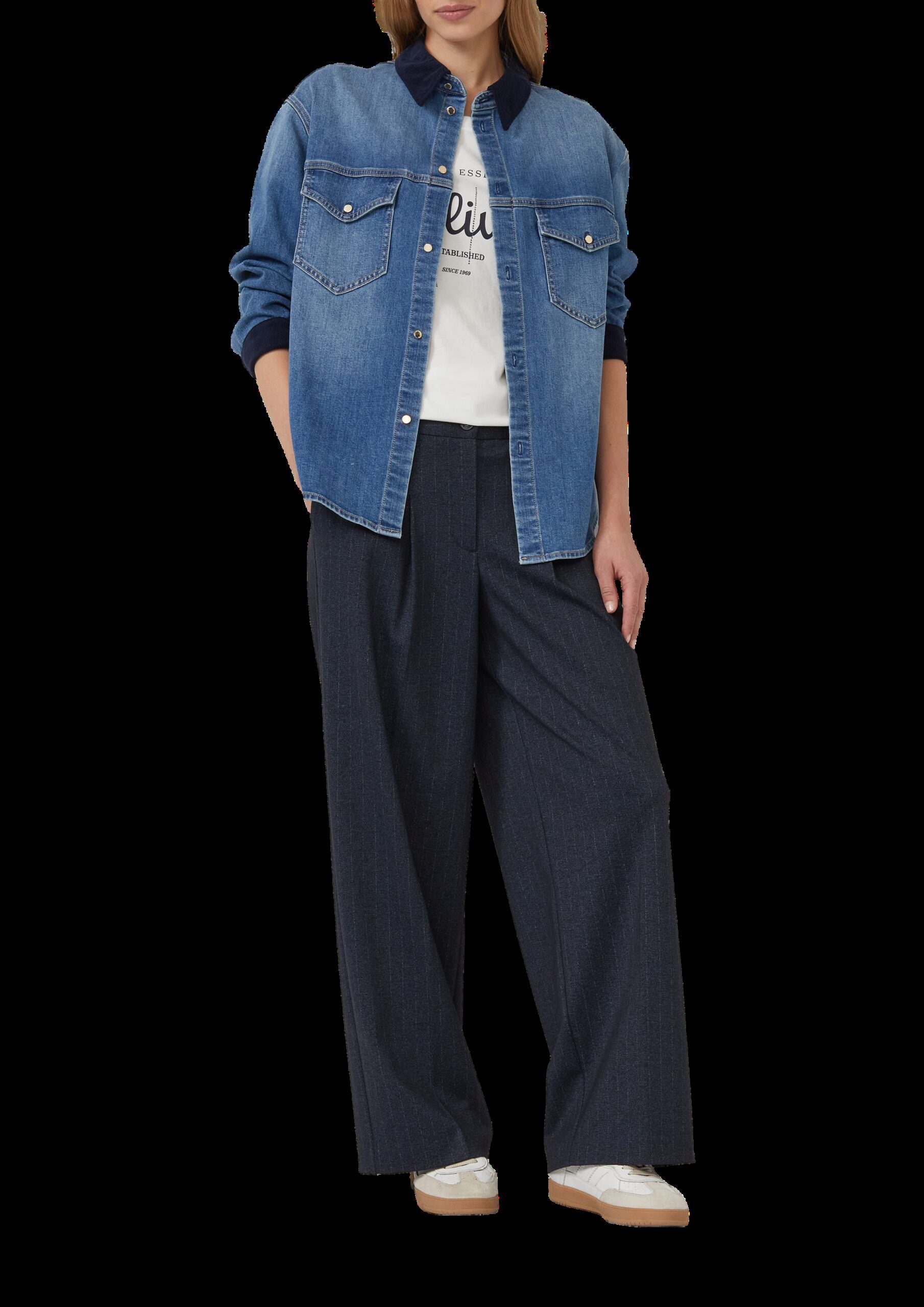 T-Shirt mit Logo-Print und Schmucksteinen