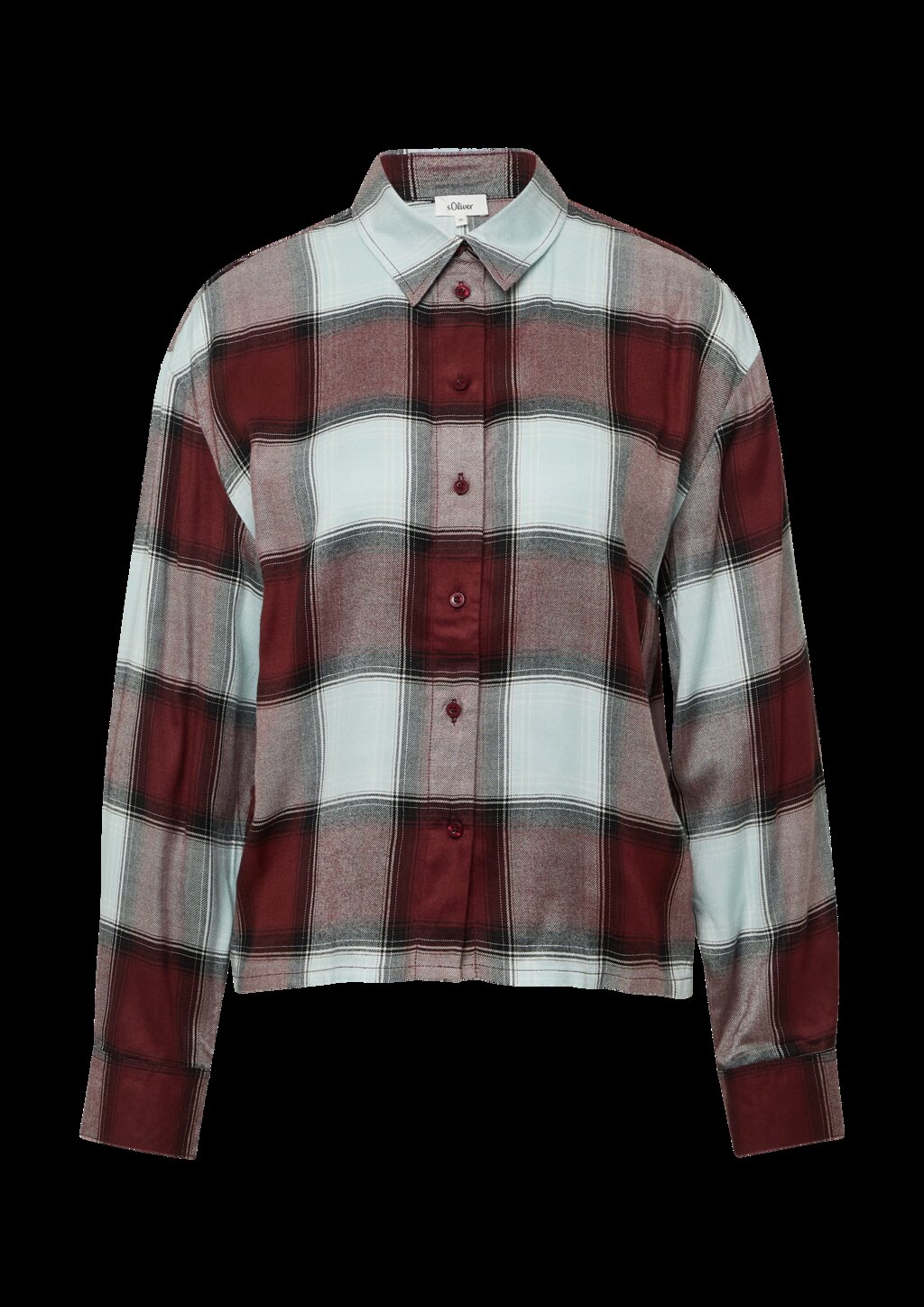 Karierte Hemdbluse aus Viskosemix mit Raffung