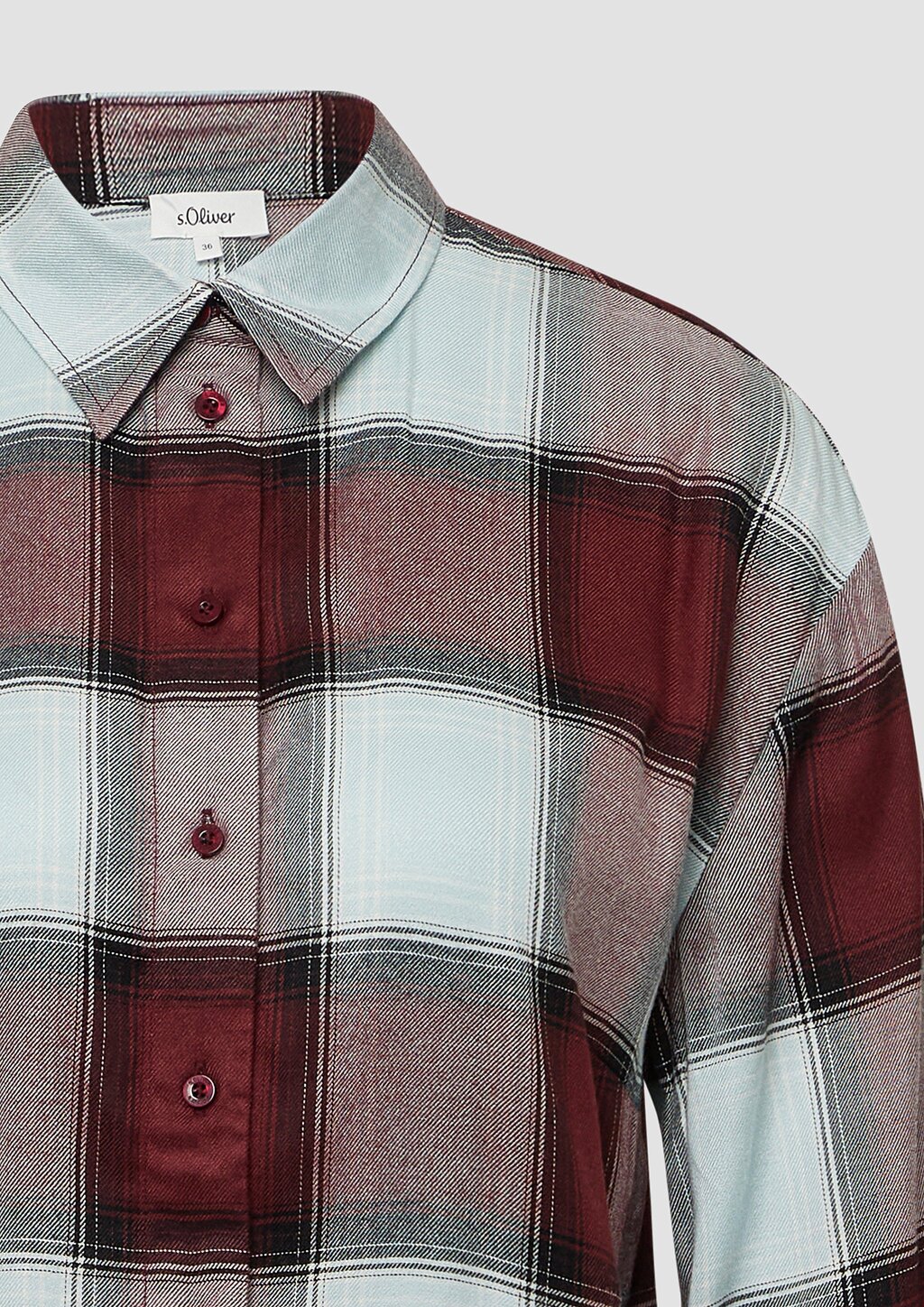 Karierte Hemdbluse aus Viskosemix mit Raffung