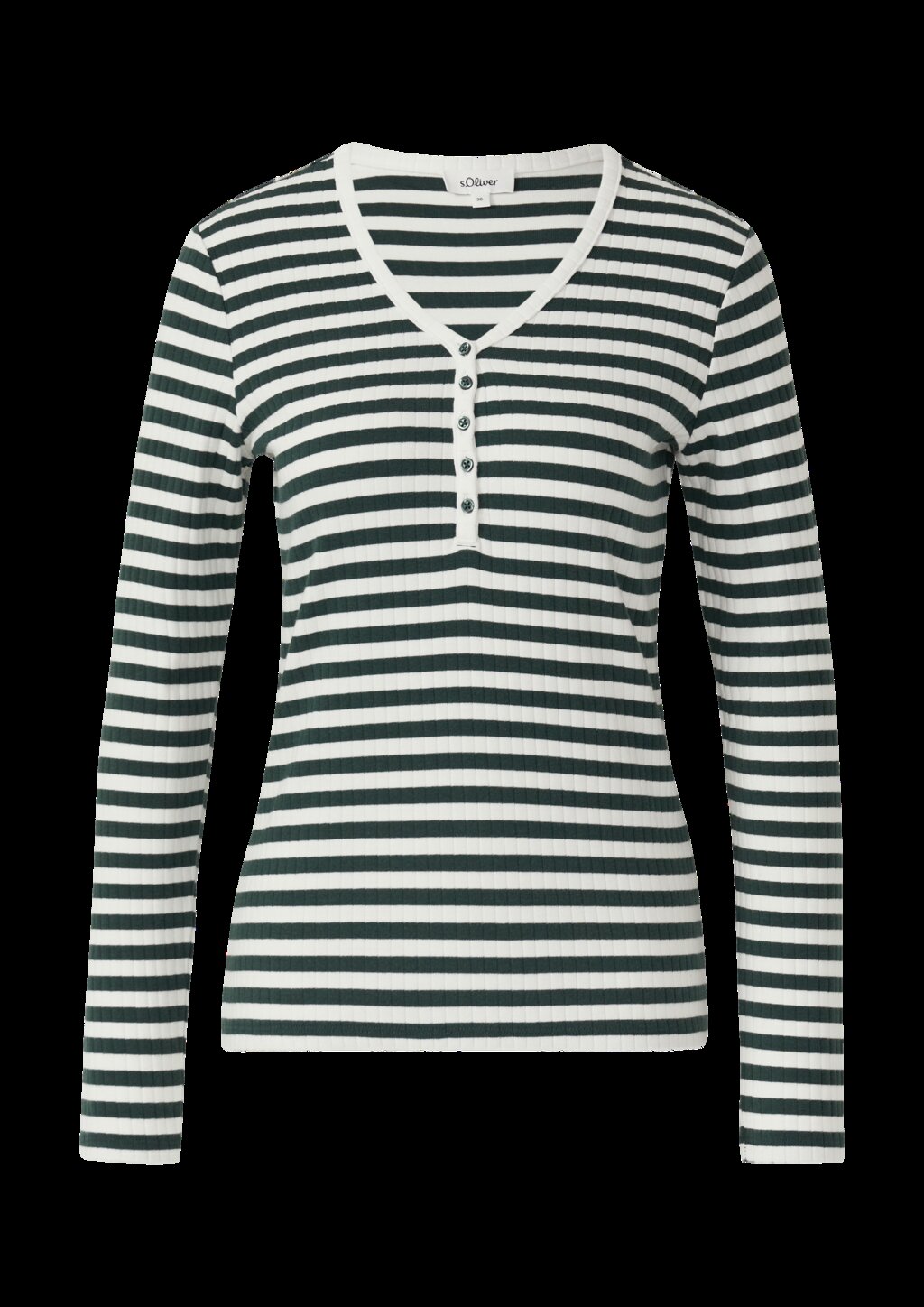 Ripp-Langarmshirt mit Knopfleiste im Slim Fit