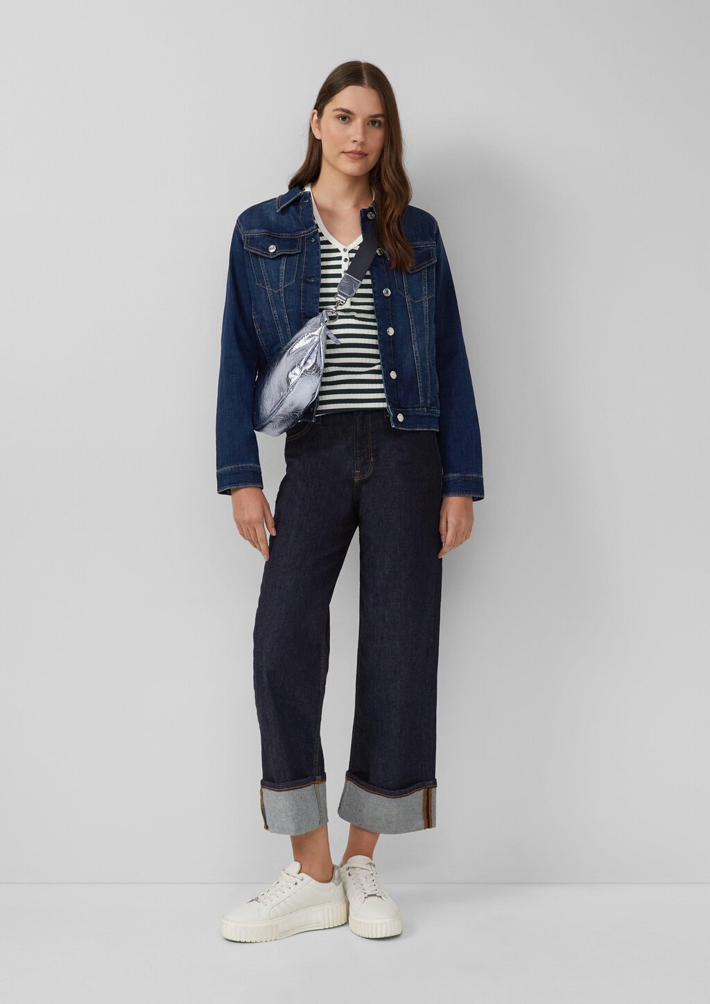 Ripp-Langarmshirt mit Knopfleiste im Slim Fit