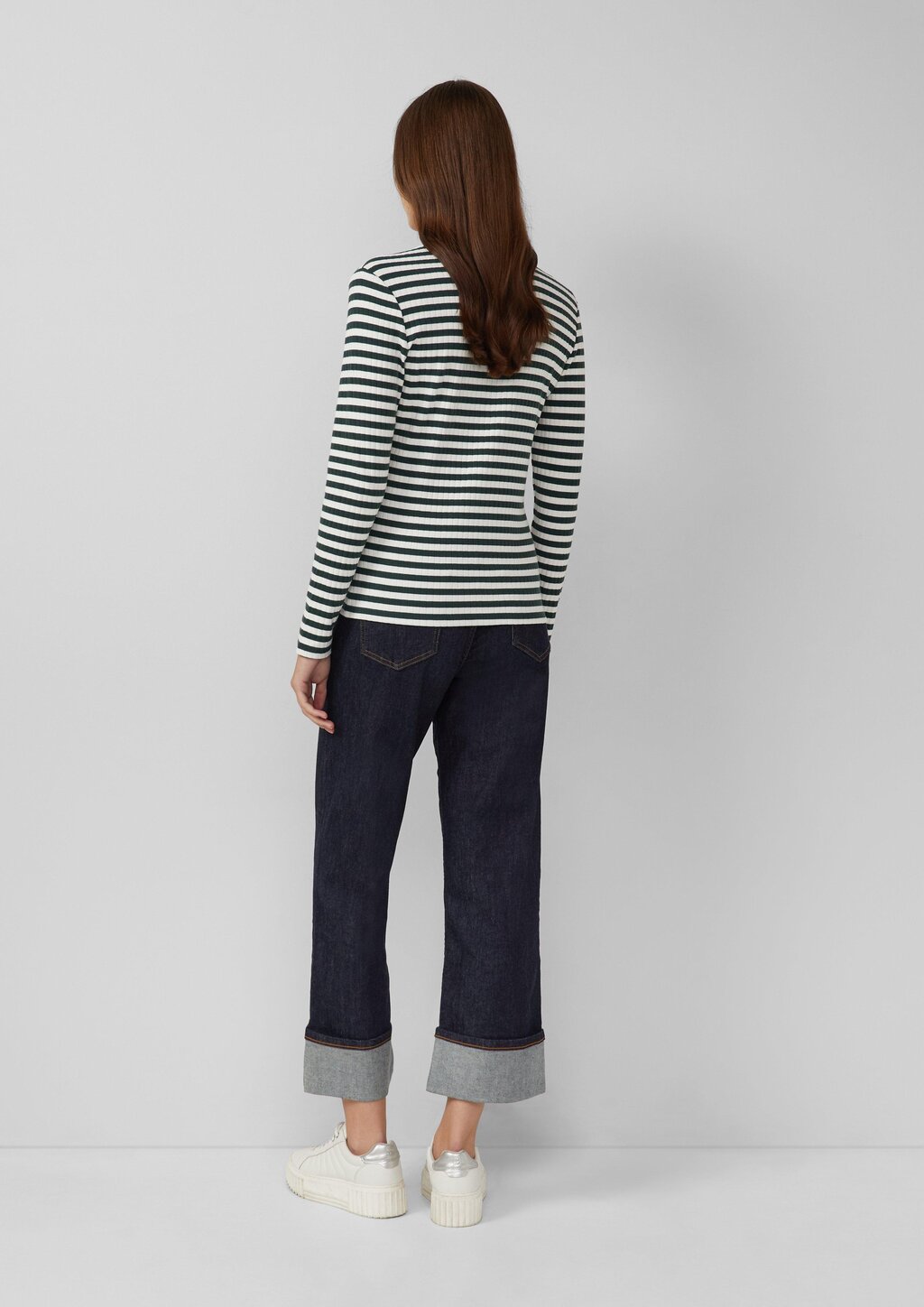 Ripp-Langarmshirt mit Knopfleiste im Slim Fit