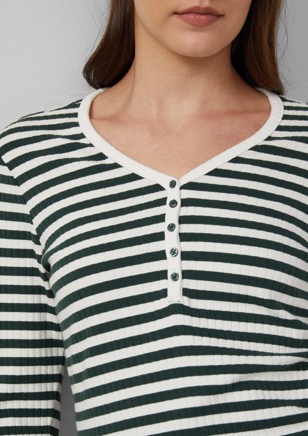 Ripp-Langarmshirt mit Knopfleiste im Slim Fit