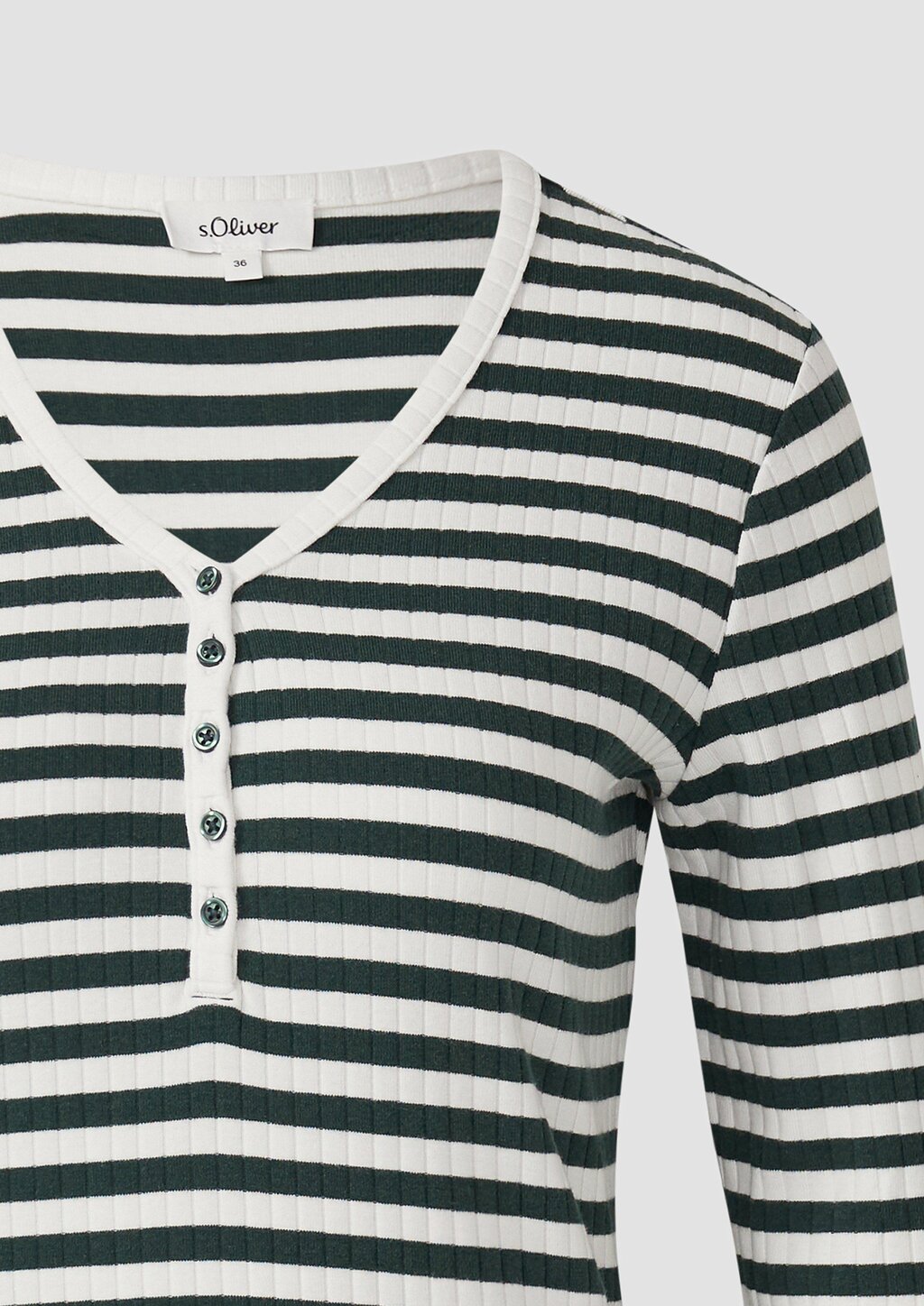 Ripp-Langarmshirt mit Knopfleiste im Slim Fit