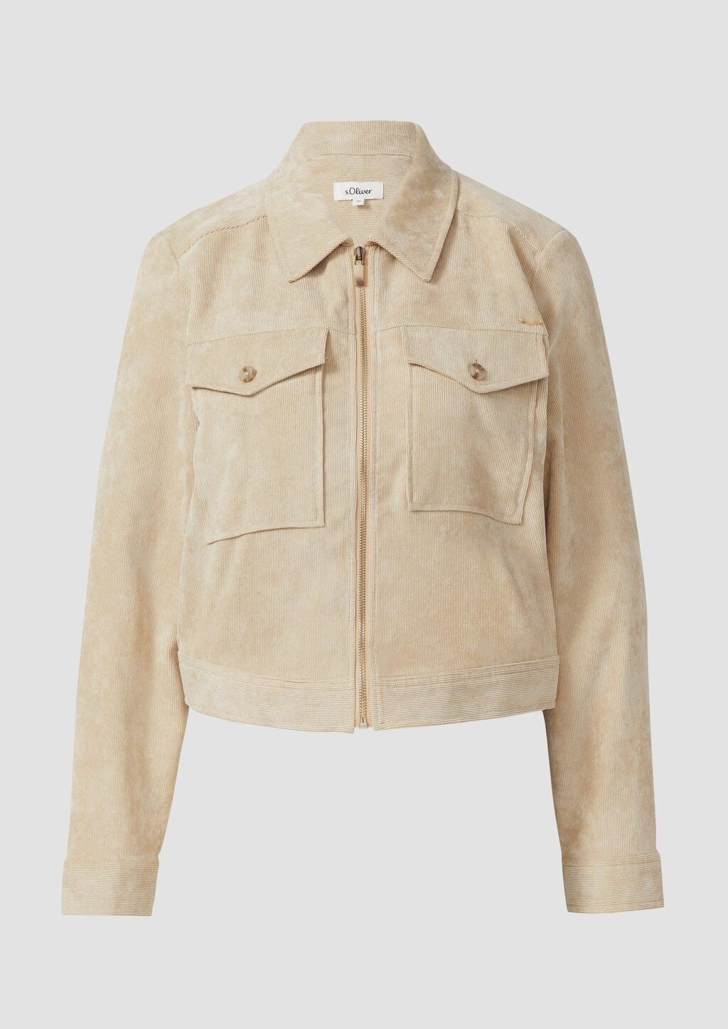 Verkürzte Cordjacke mit aufgesetzten Brusttaschen
