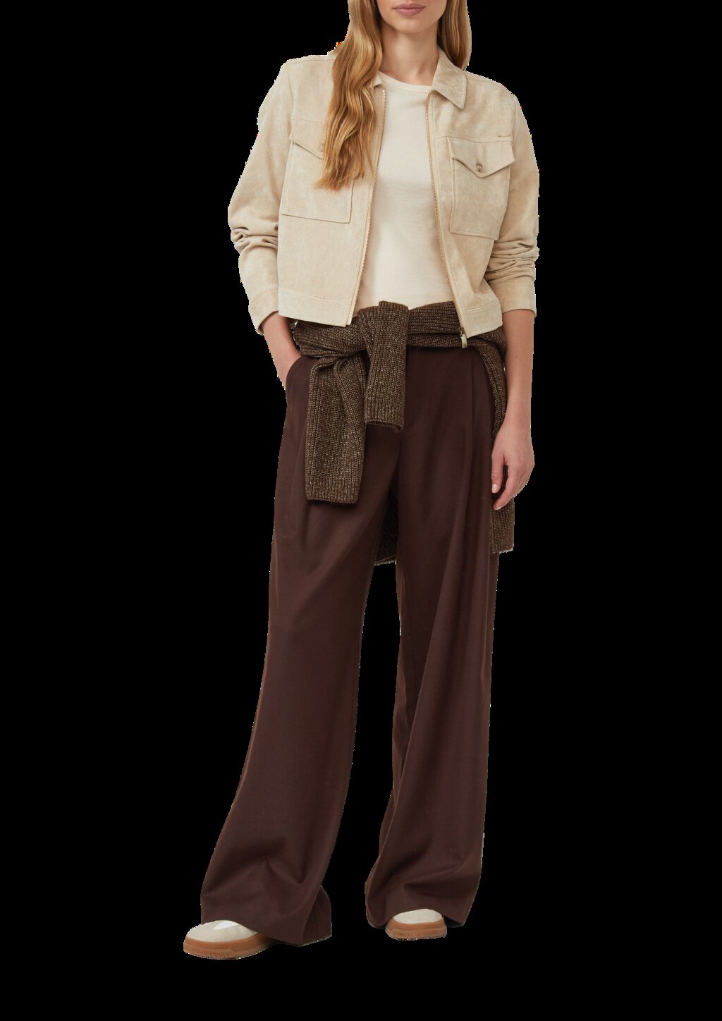 Verkürzte Cordjacke mit aufgesetzten Brusttaschen