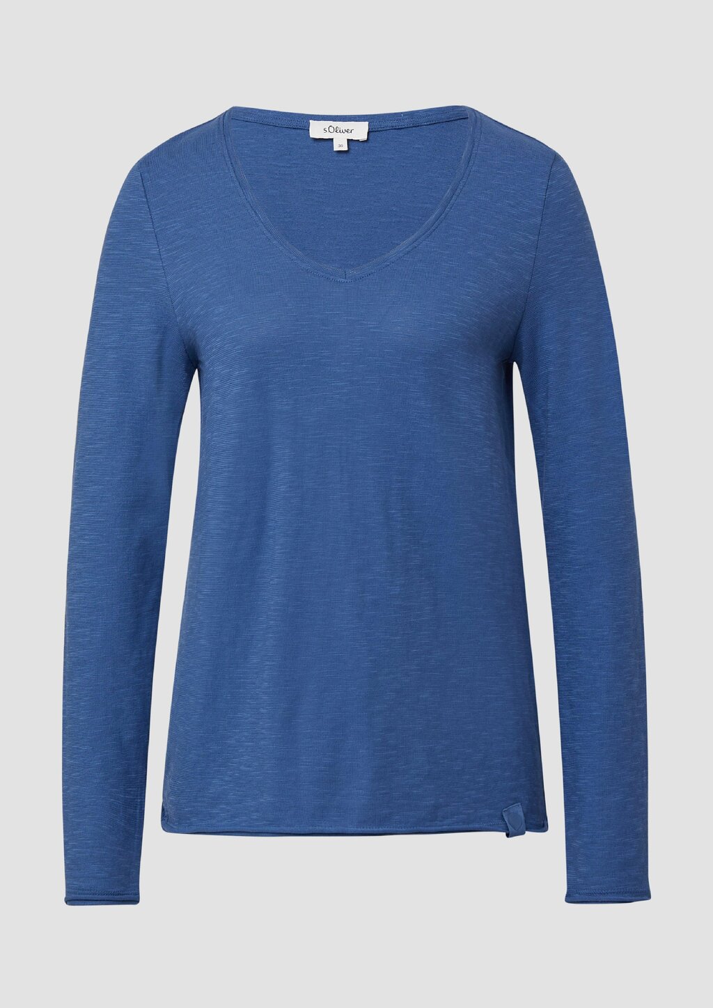 Jersey-Shirt mit V-Ausschnitt und Rollsaum