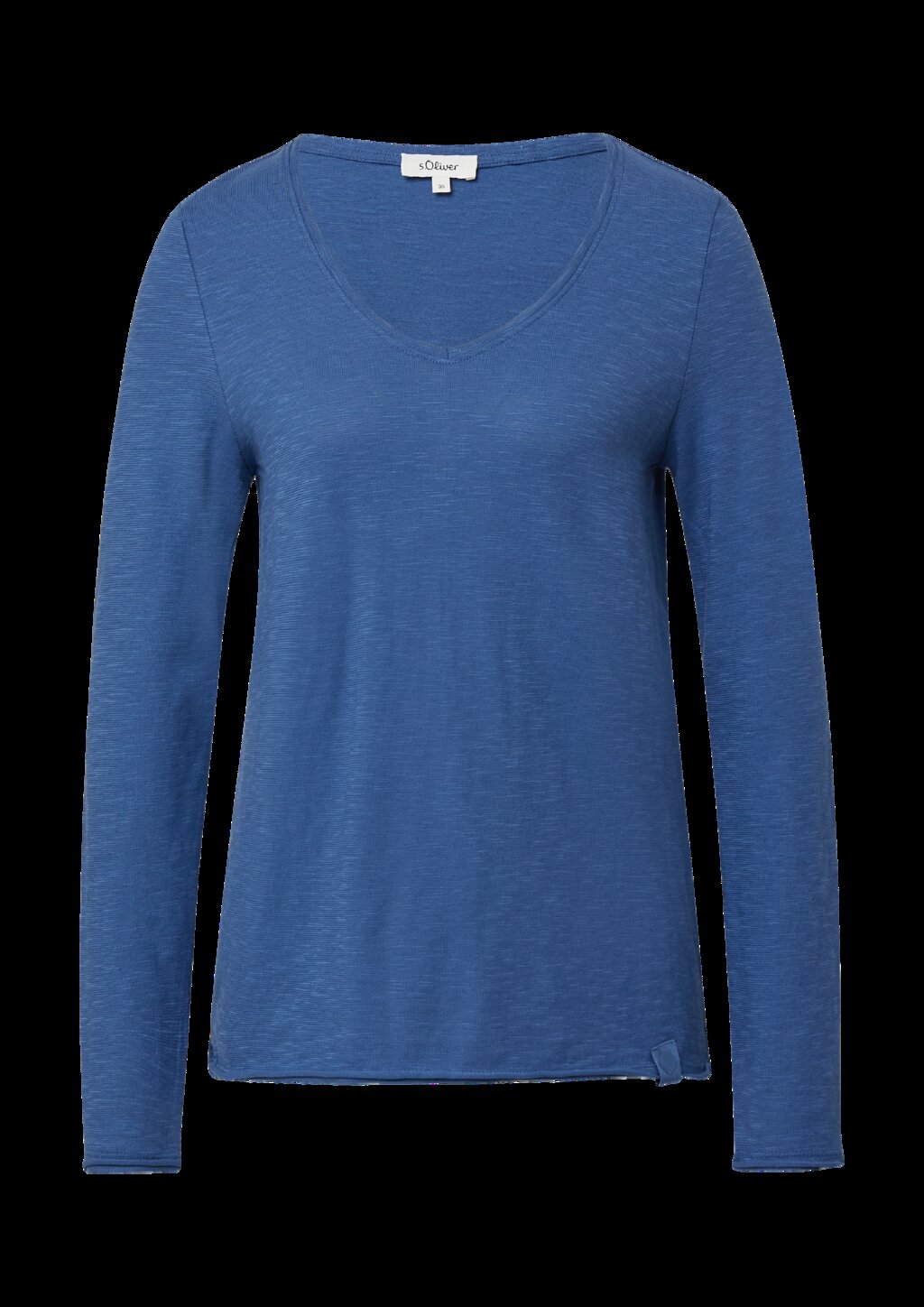 Jersey-Shirt mit V-Ausschnitt und Rollsaum