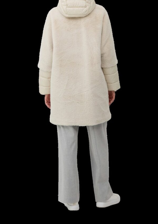 Gefütterter Teddyplüsch-Mantel mit wattierten Ärmeln