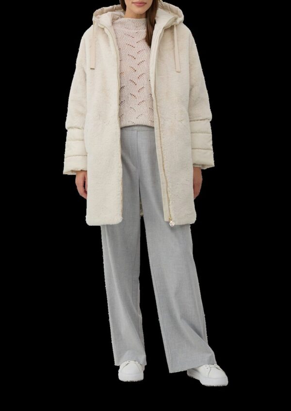 Gefütterter Teddyplüsch-Mantel mit wattierten Ärmeln