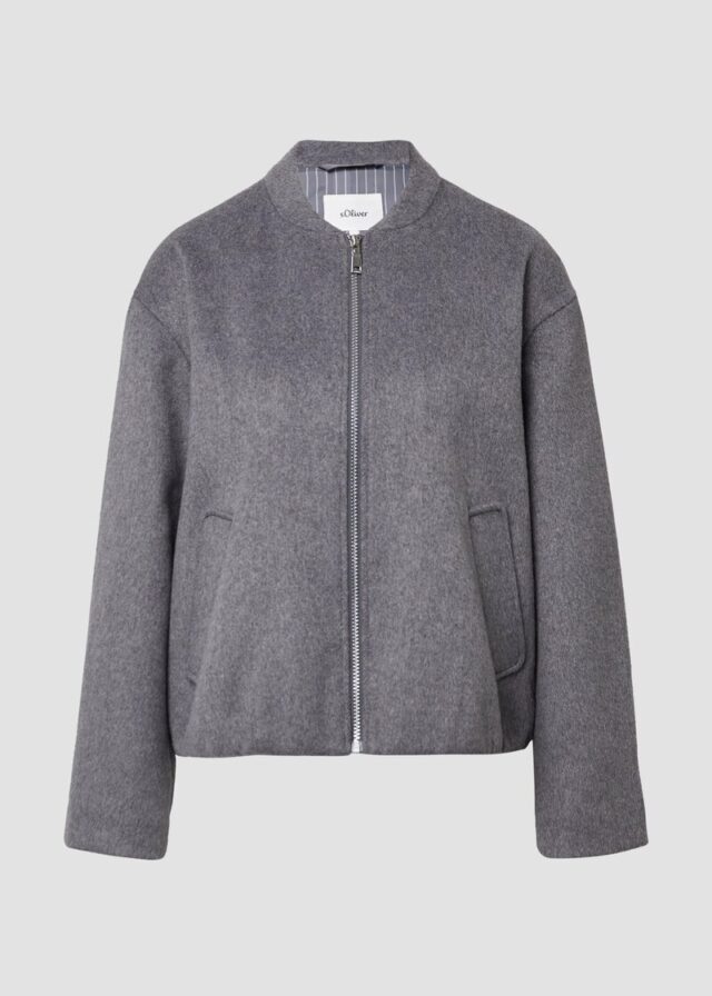 Wollmix-Blouson mit gerafftem Saum