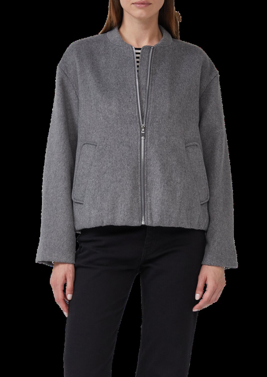 Wollmix-Blouson mit gerafftem Saum