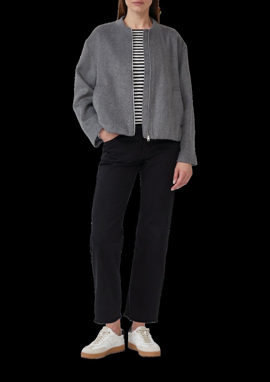 Wollmix-Blouson mit gerafftem Saum