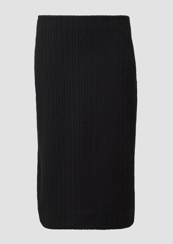 Strukturierter Midi-Rock mit Elastikbund und Schlitz