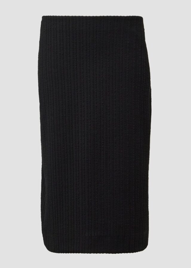 Strukturierter Midi-Rock mit Elastikbund und Schlitz