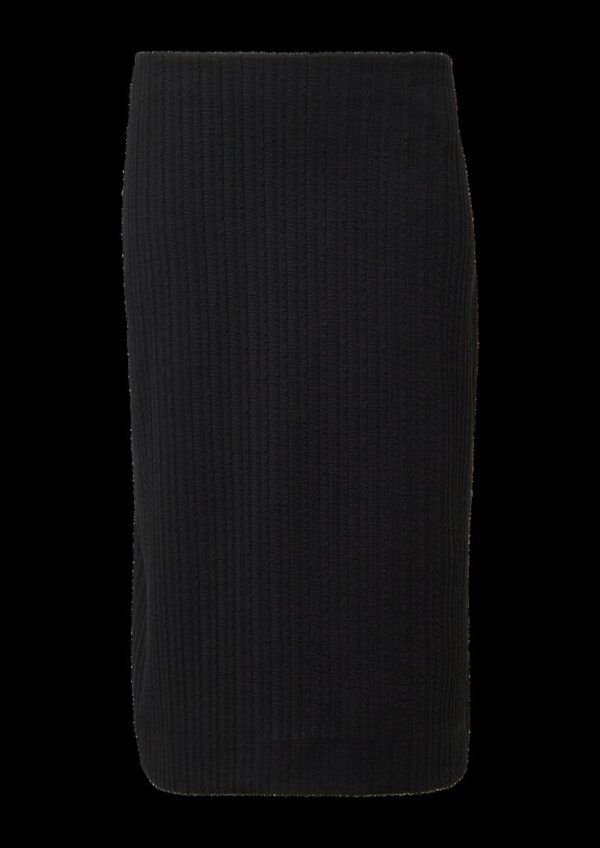 Strukturierter Midi-Rock mit Elastikbund und Schlitz