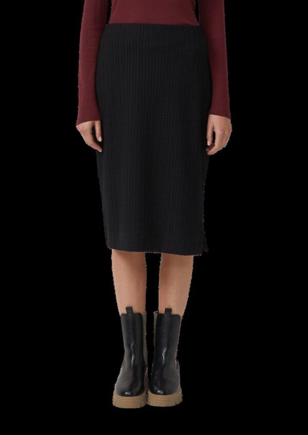 Strukturierter Midi-Rock mit Elastikbund und Schlitz