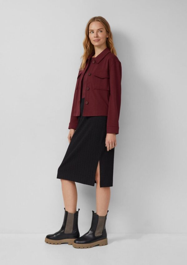 Strukturierter Midi-Rock mit Elastikbund und Schlitz