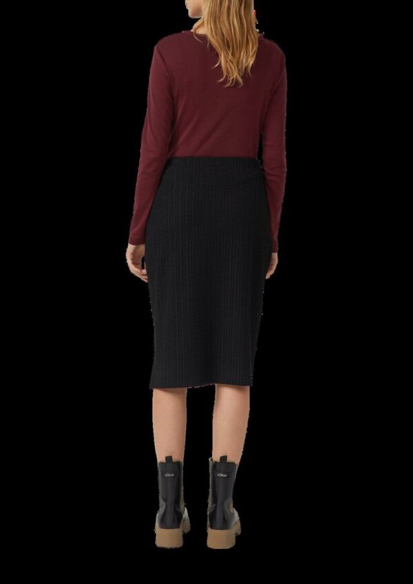 Strukturierter Midi-Rock mit Elastikbund und Schlitz