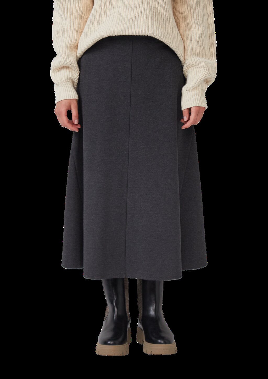 Ausgestellter Midi-Rock aus Interlockjersey