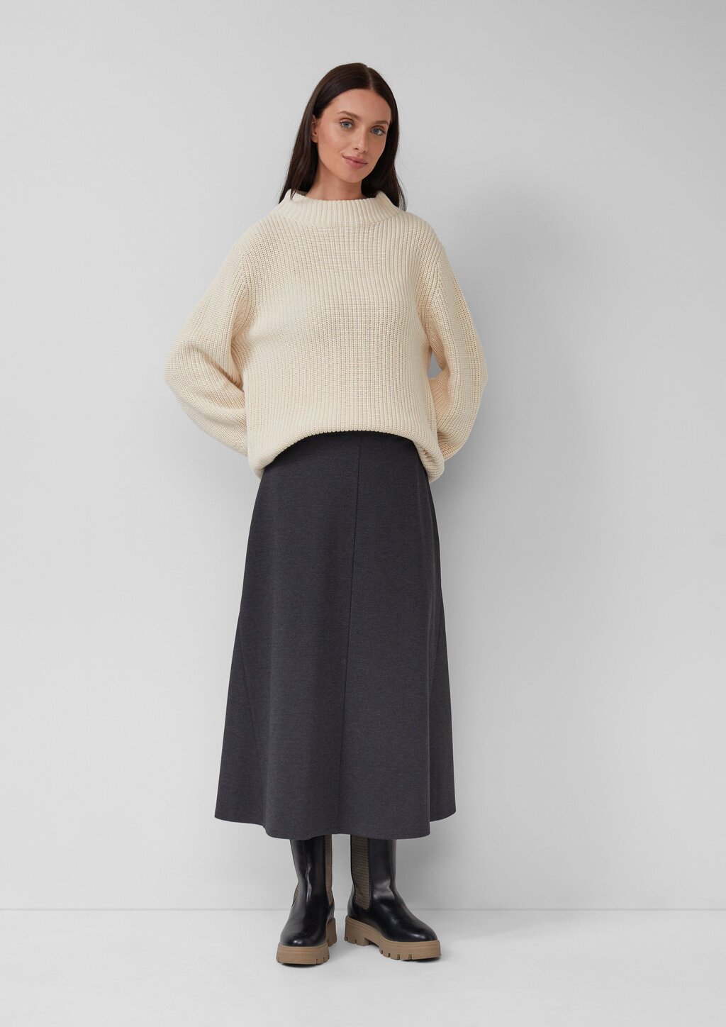 Ausgestellter Midi-Rock aus Interlockjersey