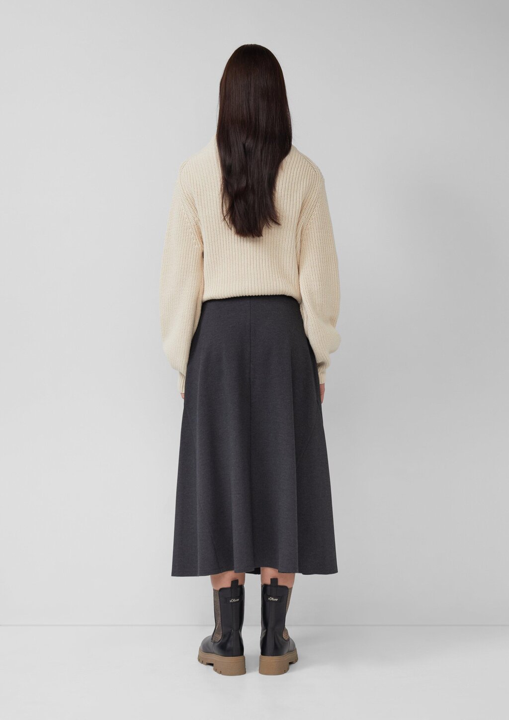 Ausgestellter Midi-Rock aus Interlockjersey