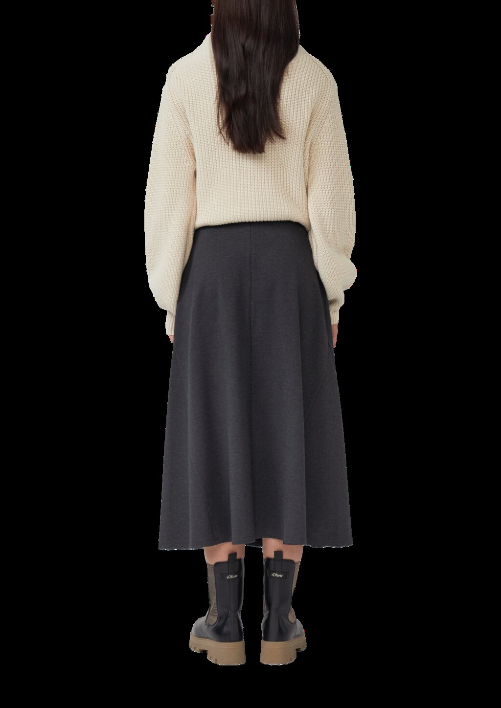 Ausgestellter Midi-Rock aus Interlockjersey