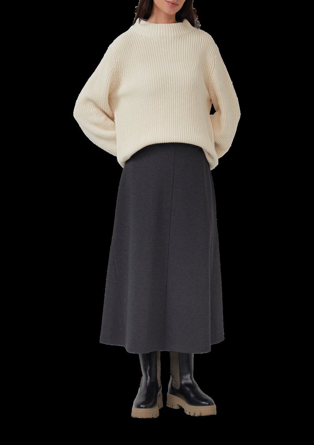 Ausgestellter Midi-Rock aus Interlockjersey