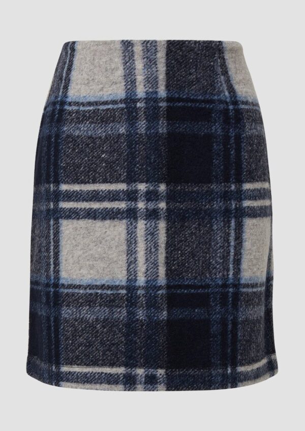 Kurzer Wollmix-Rock mit Karo-Muster