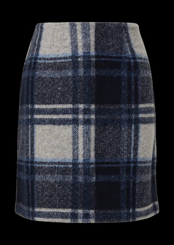 Kurzer Wollmix-Rock mit Karo-Muster
