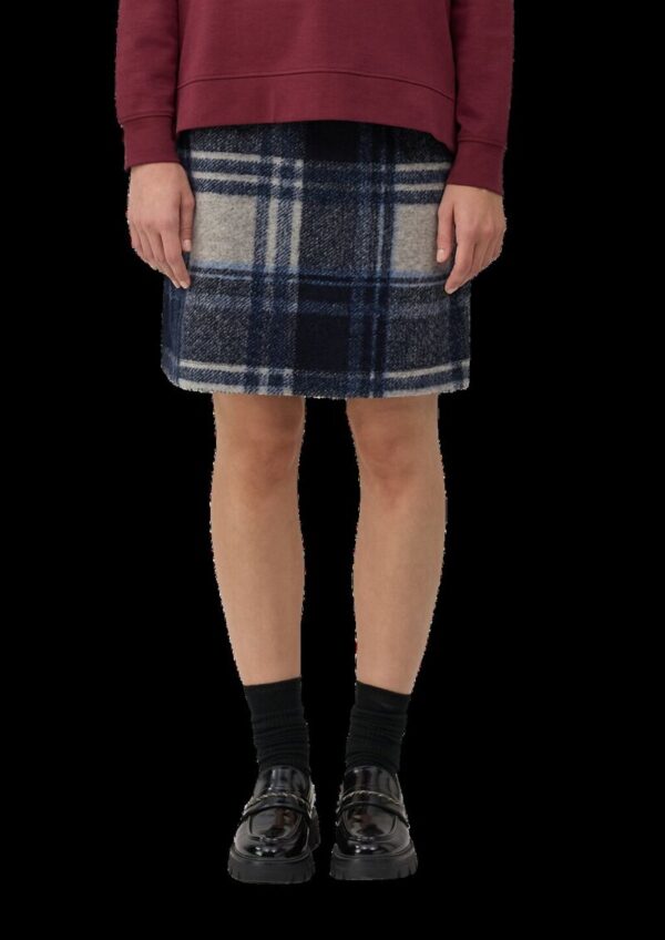 Kurzer Wollmix-Rock mit Karo-Muster