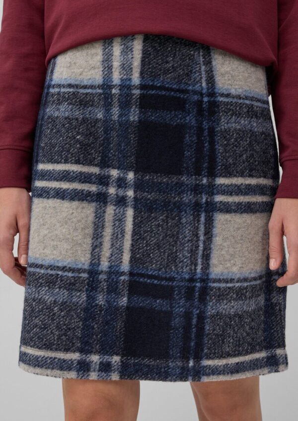 Kurzer Wollmix-Rock mit Karo-Muster