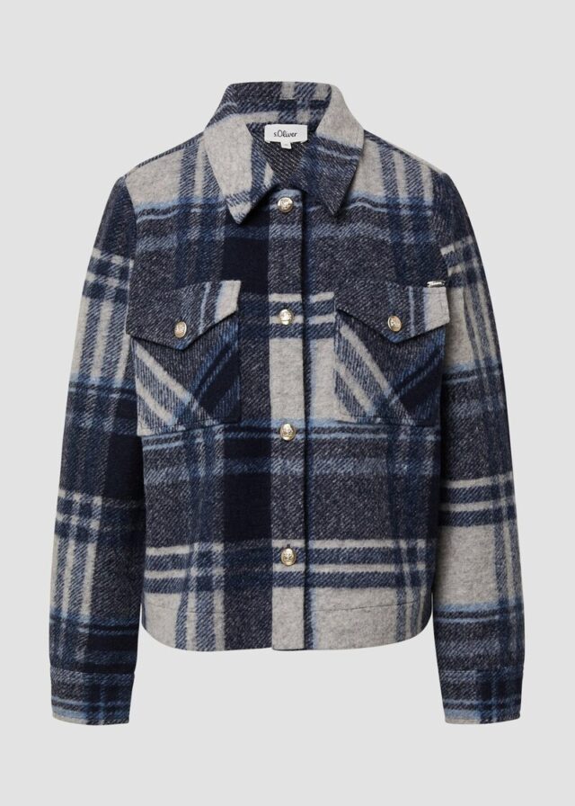 Leichte Wollmix-Jacke mit aufgesetzten Taschen