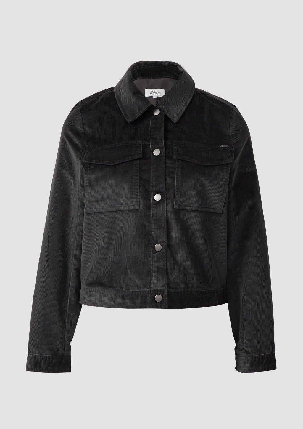 Feincord-Jacke mit Hemdkragen und aufgesetzten Brusttaschen