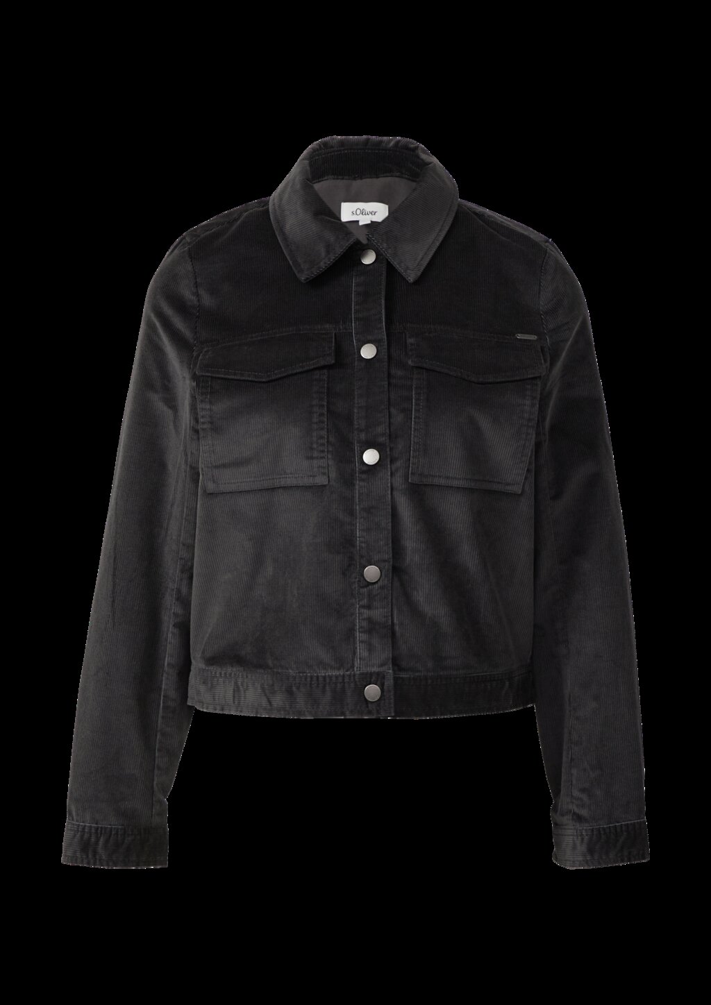 Feincord-Jacke mit Hemdkragen und aufgesetzten Brusttaschen