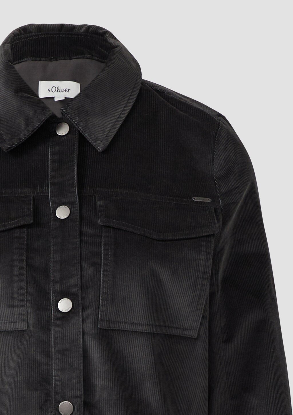 Feincord-Jacke mit Hemdkragen und aufgesetzten Brusttaschen
