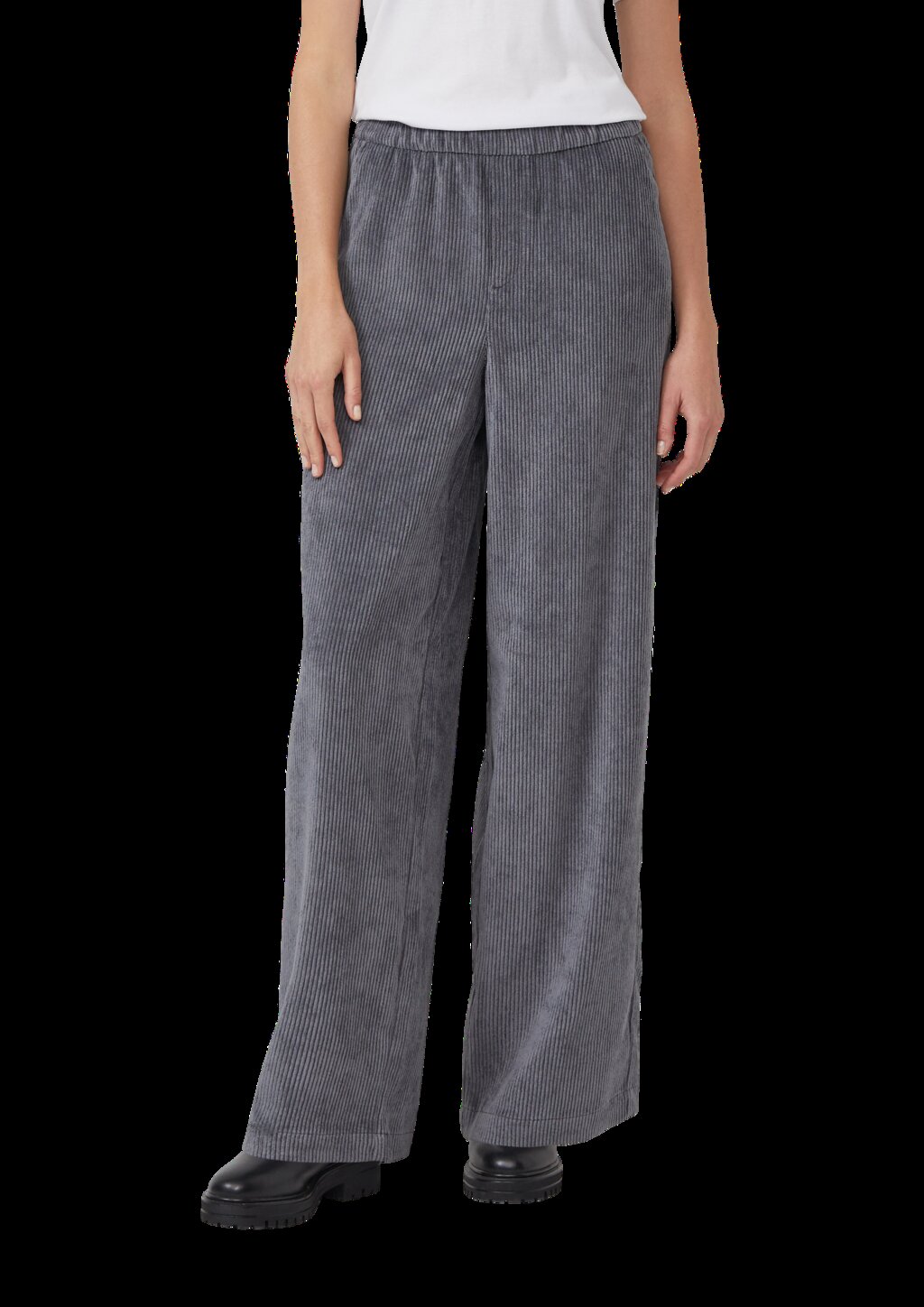 Cordhose mit Elastikbund und Wide Leg