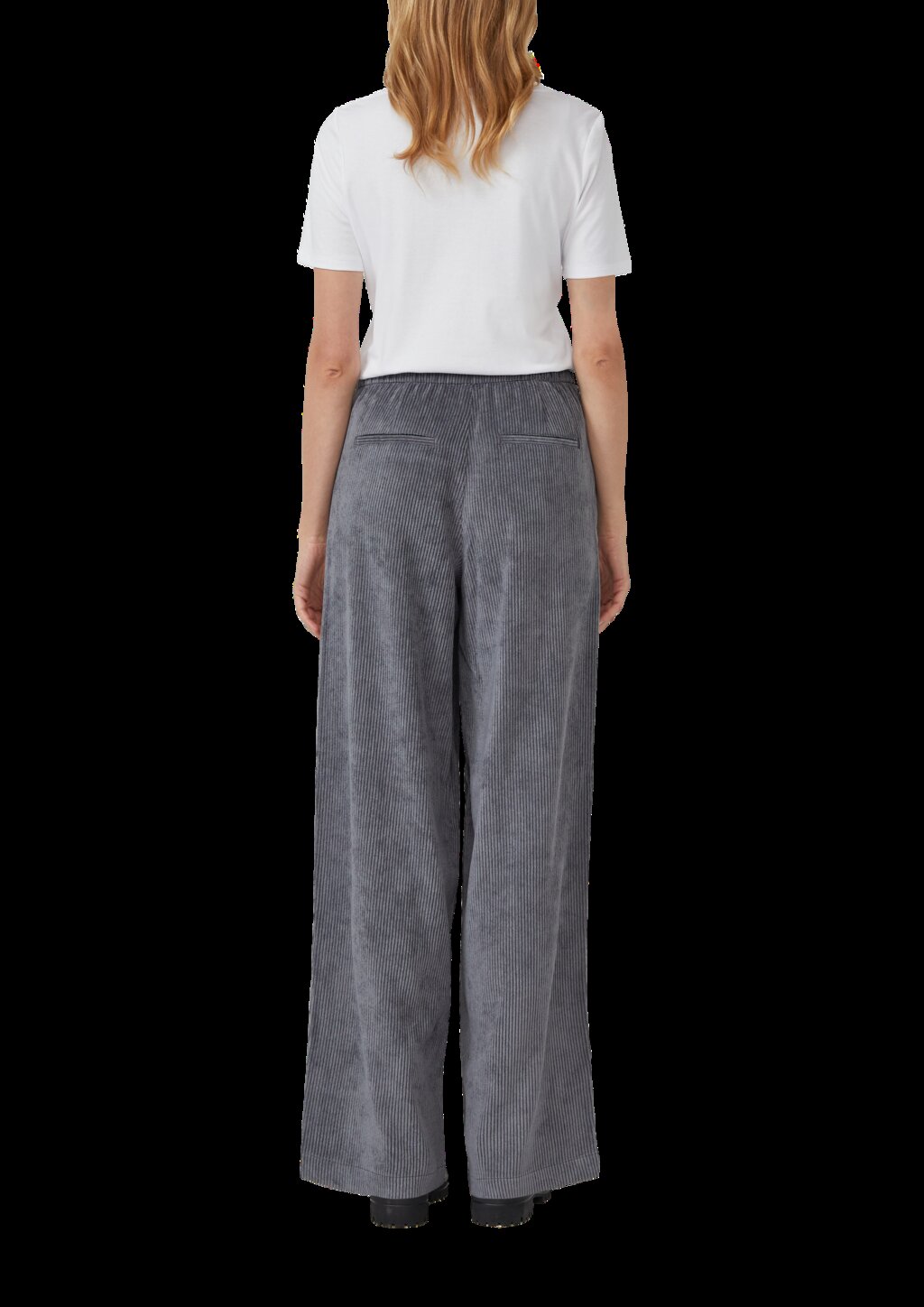 Cordhose mit Elastikbund und Wide Leg