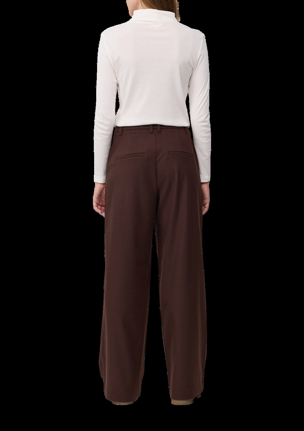 Flanell-Hose mit Bundfalten und weitem Bein