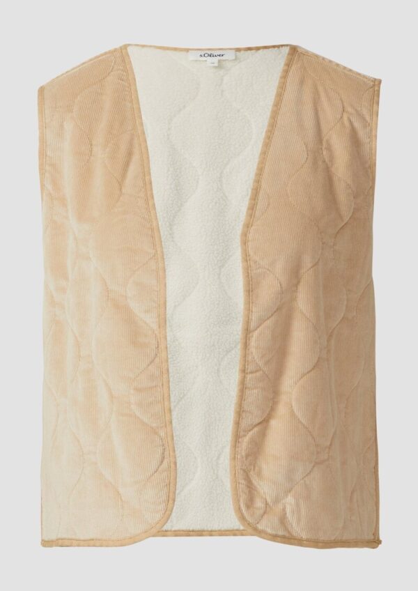 Feincord-Weste mit Steppung und Teddy-Plüsch-Futter