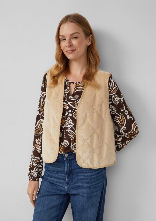 Feincord-Weste mit Steppung und Teddy-Plüsch-Futter