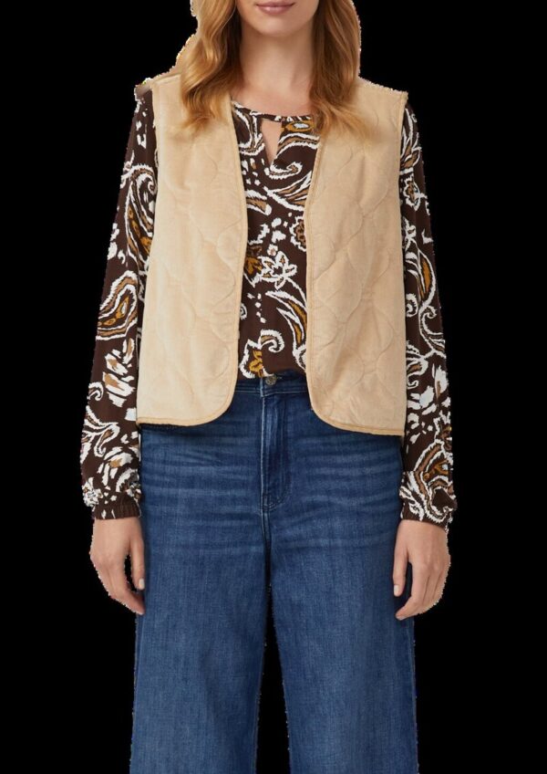 Feincord-Weste mit Steppung und Teddy-Plüsch-Futter